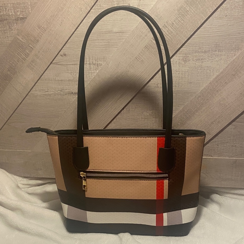 Elegant Tan and Black Women's Tote Bag